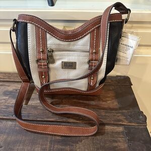 NEW BOC Crossbody Charging Bag Black Sand Brown Bag Faux Leather Shoulder Phone